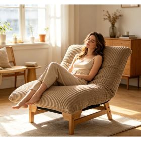Bean bag chair for Adults ,Accent Armless Lazy Sofa, Casual Single Sofa, Corduroy Fabric, For Living Room And Bedroom , With Backrest, Single Sea (Option: Khaki)